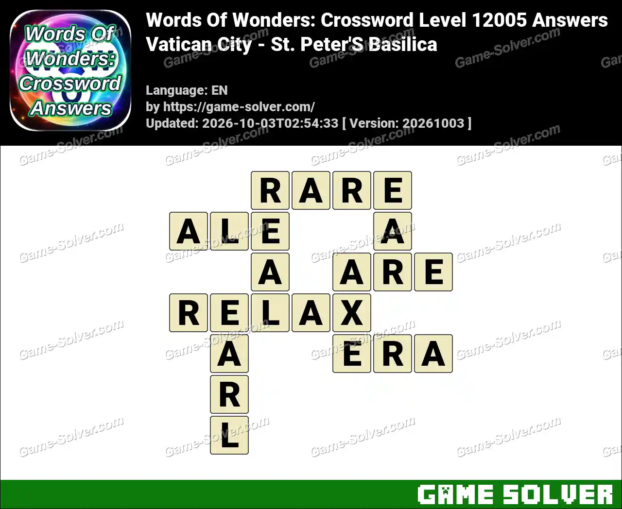 Words Of Wonders: Crossword Level 12005 Answers – Vatican City – St. Peter’S Basilica